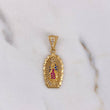 Dije Virgen Guadalupe 3.05gr / 3.1cm / Circones Blancos-Azul-Fucsia Oro Amarillo 18K #