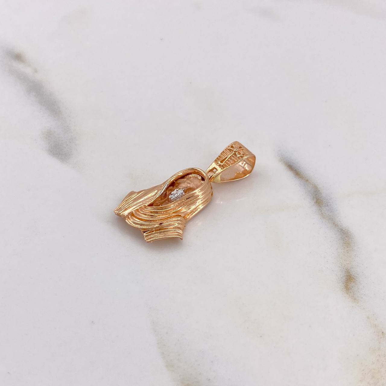 Dije Cristo 3.5gr / 2.7cm / Dos Oros Blanco Rosa 18K #