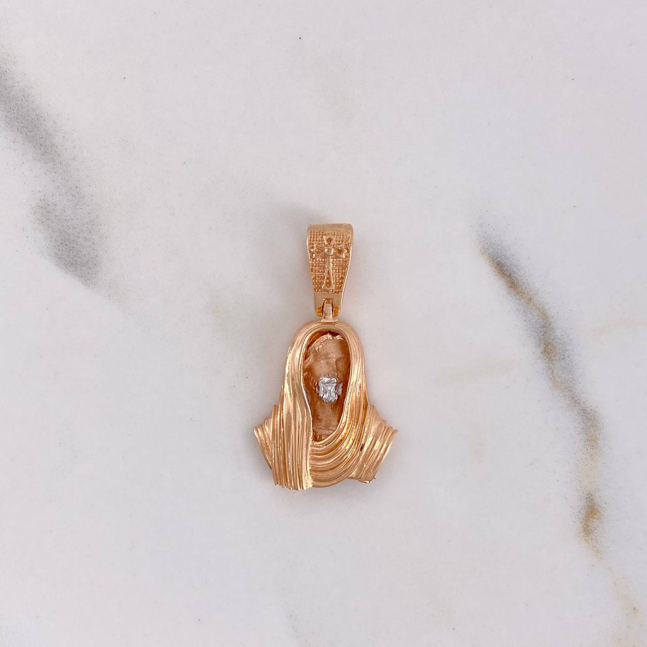 Dije Cristo 3.5gr / 2.7cm / Dos Oros Blanco Rosa 18K #