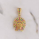 Dije Indio 5.1gr / 3.2cm / Circones Colores Oro Amarillo 18K $