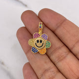 Dije Flor Animada 4.5gr / 2.5cm / Circones Colores Oro Amarillo 18K $