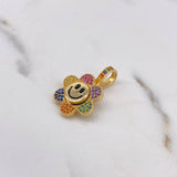 Dije Flor Animada 4.5gr / 2.5cm / Circones Colores Oro Amarillo 18K $