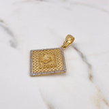 Dije Rombo Medusa 5.25gr / 4.3cm / Circones Blancos Oro Amarillo 18K $