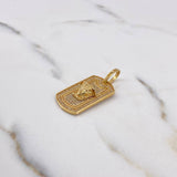 Dije Placa Medusa 7.65gr / 3.8cm / Circones Blancos Oro Amarillo 18K $