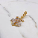 Dije Ancla Timon 6.1gr / 4.5cm / Circones Blancos Tres Oros 18K #