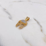 Dije Casco Espartano 3.75gr / 3cm / Circones Blancos Dos Oros Amarillo Blanco 18K $