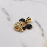 Dije Raton 8.75gr / 3cm / Circones Blancos Negros Dos Oros Amarillo Blanco 18K $