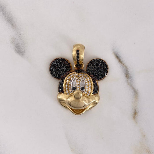 Dije Raton 8.75gr / 3cm / Circones Blancos Negros Dos Oros Amarillo Blanco 18K $