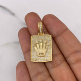 Dije Placa Corona RX 7.75gr / 3.4cm / Cuadrada Circones Blancos Oro Amarillo 18K $