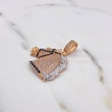 Dije Caballo 8.15gr / 3.6cm / Circones Blancos Negros Dos Oros Blanco Rosa 18K $