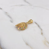Dije Indio 5.1gr / 3.2cm / Circones Colores Oro Amarillo 18K $