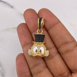 Dije Cabeza Pato Millonario 10.25gr / 3.6cm / Circones Blancos Negros Oro Amarillo 18K $