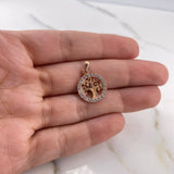 Dije Arbol De La Vida 1.5gr / 2.1cm / Circones Blancos Oro Rosa 18K $