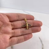 Dije Avion 1.45gr / 2.1cm / Circones Negros Oro Amarillo 18K #