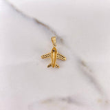 Dije Avion 1.45gr / 2.1cm / Circones Negros Oro Amarillo 18K #