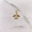 Dije Avion 1.45gr / 2.1cm / Circones Negros Oro Amarillo 18K #