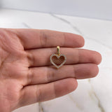 Dije Silueta Corazon 1.35gr / 1.9cm / Doble Faz Circones Negros Blancos Oro Amarillo 18K #