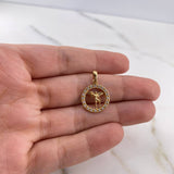 Dije San Miguel Arcangel 1.4gr / 2.1cm / Circones Blancos Oro Amarillo 18K #