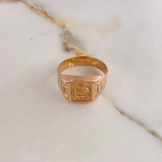 Anillo Sello Aguila 3.25gr / T9 1/2 / Dos Oros Amarillo Rosa &