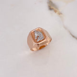Anillo Sello Caballo 3.7gr / T10 / Dos Oros Blanco Rosa $
