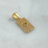 Dije Corazón Rectangular 2.95gr / 3cm / Circones Blancos Oro Amarillo $