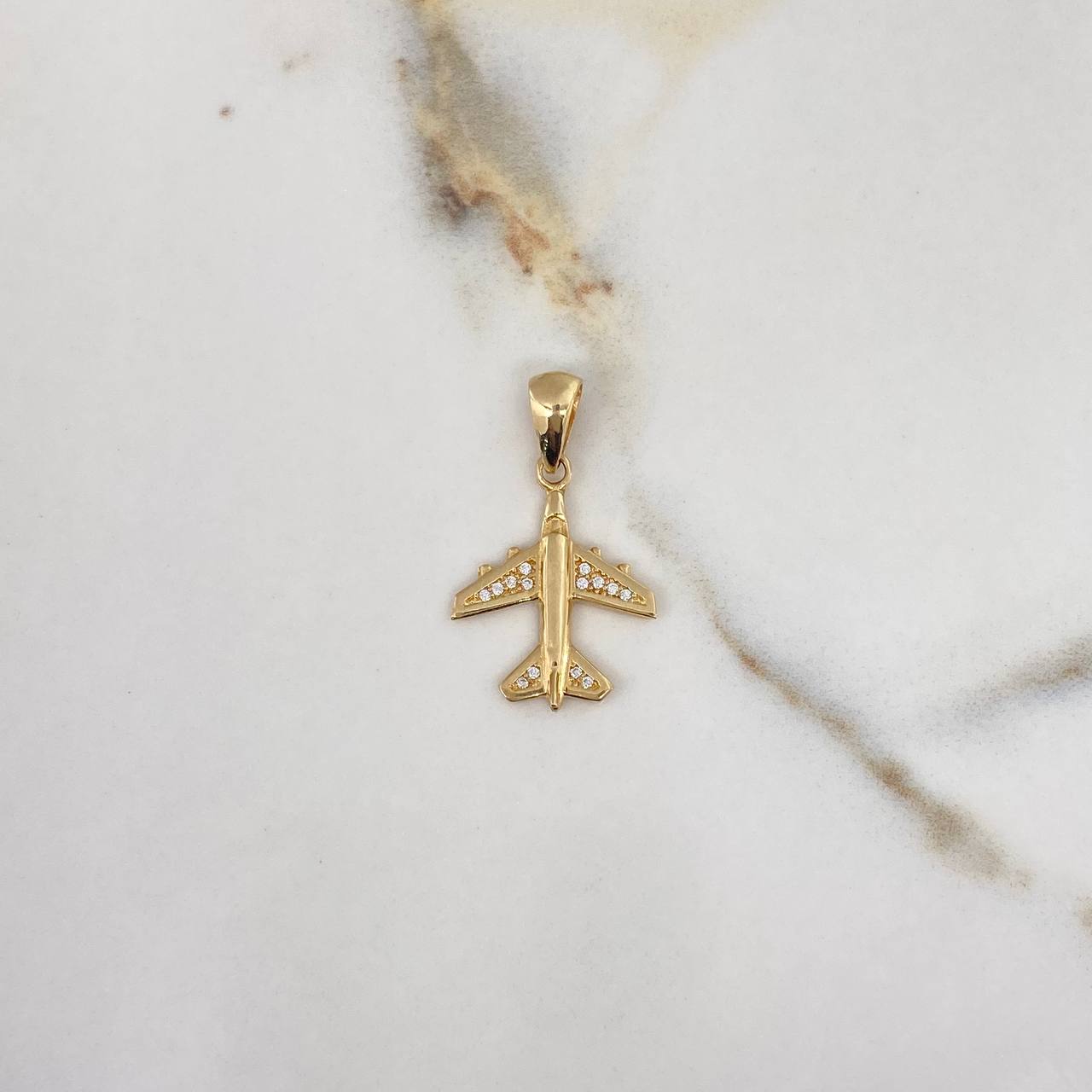 Dije Avión 2.4gr / 2.8cm / Circones Blancos Oro Amarillo $