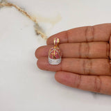 Dije Gorra LA 4.2gr / 3cm / Circones Blancos Fucsias Tres Oros $