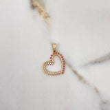 Dije Corazón 1.3gr / 2.5cm / Circones Blancos Fucsias Oro Amarillo $