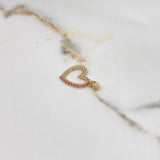 Dije Corazón 1.3gr / 2.5cm / Circones Blancos Fucsias Oro Amarillo $