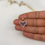 Dije Silueta Corazón 1.95gr / 2.2cm / Circones Azules Blancos Oro Amarillo $