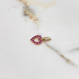 Dije Silueta Corazón 0.95gr / 1.7cm / Circones Fucsia Oro Amarillo $