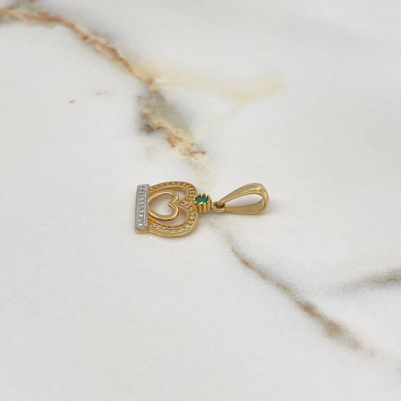 Dije Corona Corazones 2.15gr / 2.6cm / Circones Blancos Verde Dos Oros Amarillo Blanco $