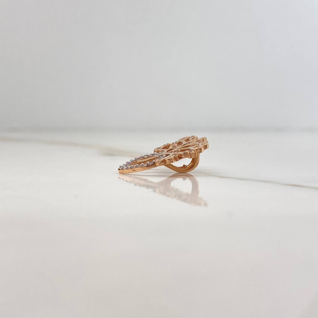 Dije Arbol De La Vida Corazón 1.8gr / 1.8cm / Circones Blancos Oro Rosa $