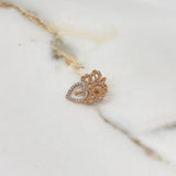 Dije Arbol De La Vida Corazón 1.8gr / 1.8cm / Circones Blancos Oro Rosa $