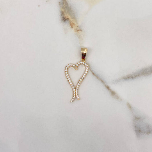 Dije Silueta Corazon 2.7gr / 4cm / Circones Blancos Oro Amarillo $