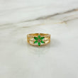 Anillo Tres Lineas 3.8gr / T6  / Circones Blancos Verdes Oro Amarillo $