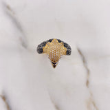 Anillo Aguila 7.4gr / T9 1/4 / Circones Blancos Negros Dos Oros Amarillo Blanco $