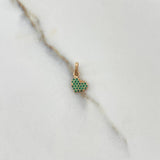 Dije Corazón 0.45gr / 1.3cm / Circones Verdes Oro Rosa $