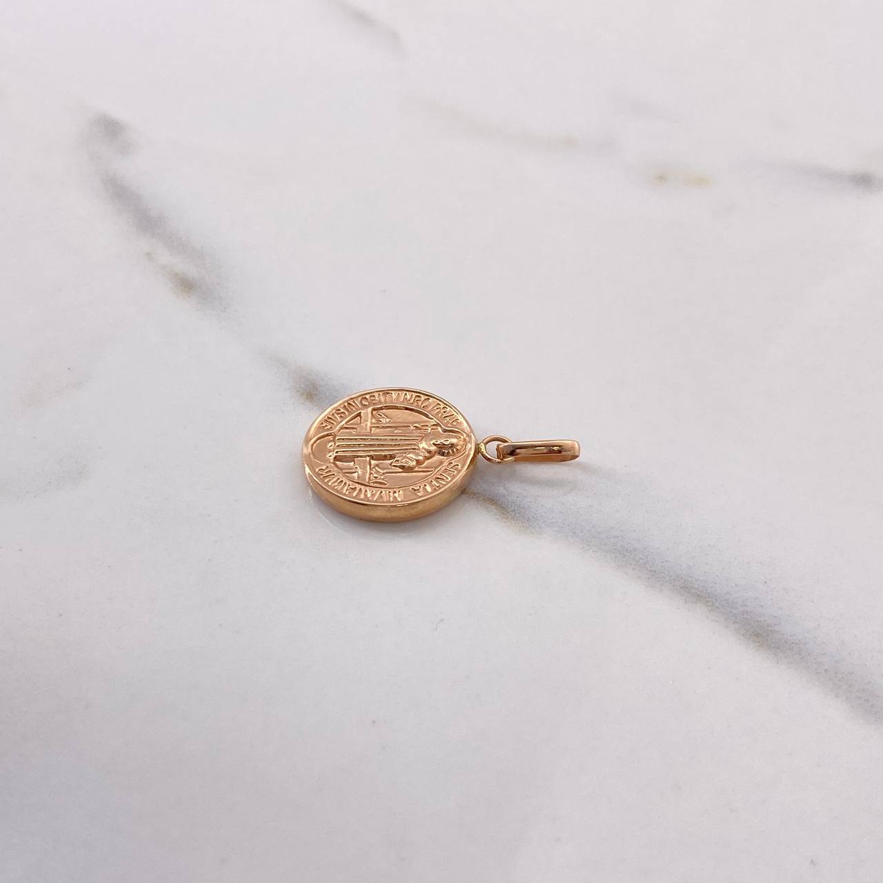 Dije San Benito 1.25gr / 2.6cm / Troquelado Oro Rosa $
