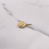 Dije Virgen María 0.65gr / 2cm / Troquelado Medalla Flor Oro Amarillo $
