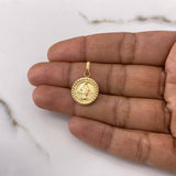 Dije Virgen Milagrosa 1.4gr / 2.2cm / Redondo Troquelado Oro Amarillo $