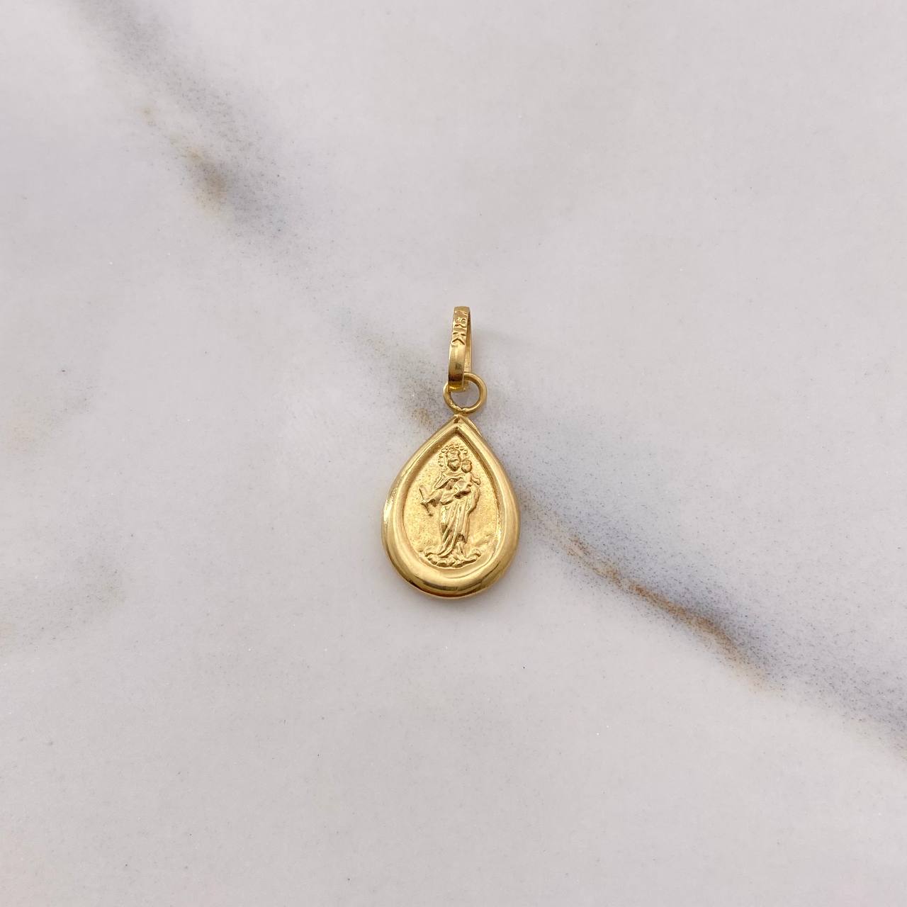 Dije Gota Virgen del Carmen 0.55gr / 1.9cm / Troquelado Oro Amarillo $