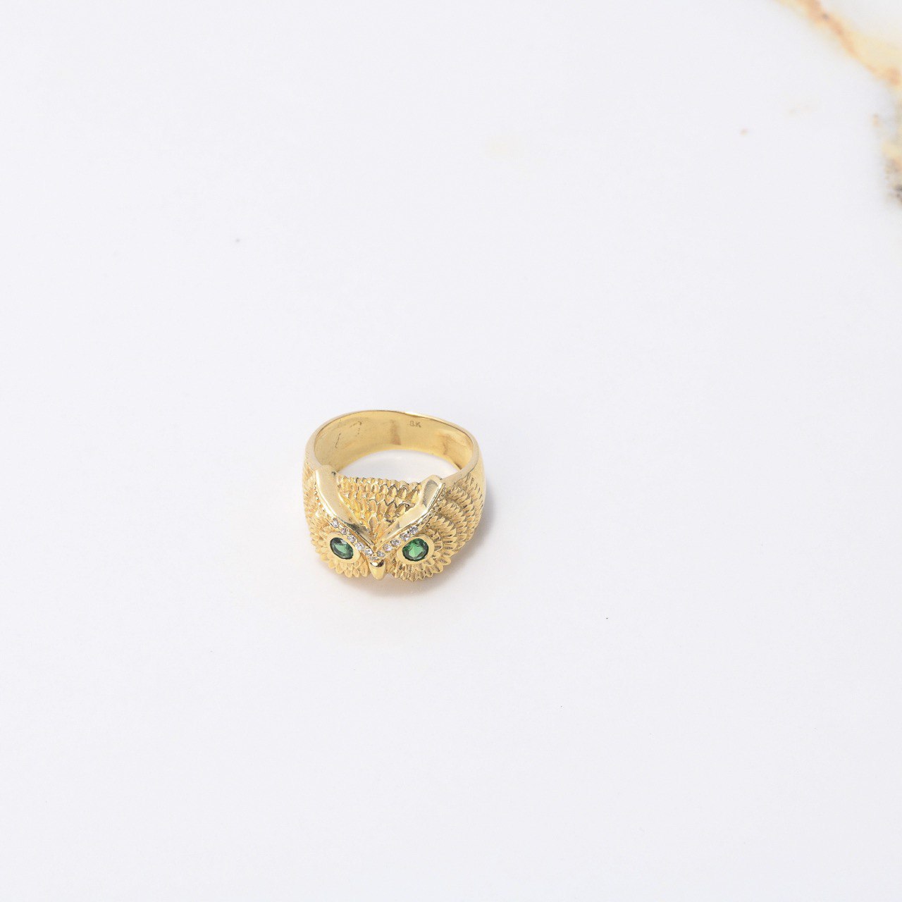 Anillo Buho 6.7gr / T6 3/4 / Texturizado Circones Blancos Verdes Oro Amarillo $