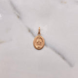 Dije Virgen Milagrosa 0.8gr / 2.6cm / Plano Troquelado Oro Rosa $