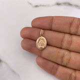 Dije Virgen Milagrosa 0.6gr / 2cm / Plano Troquelado Oro Rosa $