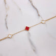 Pulso Aro Seguido Treboles VCyA 3.25gr / 23.5cm / 1.1mm Nacar Blancos Agata Roja Oro Amarillo +4