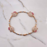 Tobillera Gatita 40gr / 26cm / Circones Blancos Fucsia Dos Oros Blanco Rosa $