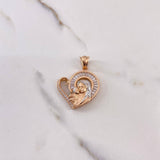 Dije Virgen María 9.5gr / 3.7cm / Circones Blancos Dos Oros Blanco Rosa $
