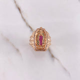 Anillo Virgen de Guadalupe Silueta 11.35gr / T11 1/2 / Circones Blancos Verdes Fucsias Oro Rosa $