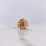 Anillo Virgen de Guadalupe Silueta 7.4gr / T6 3/4 / Circones Blancos Verdes Fucsias Oro Amarillo $